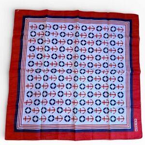 Kreier Nautical Anchor Life Ring Stripe Red Blue Silk Scarf Bandana Accessory